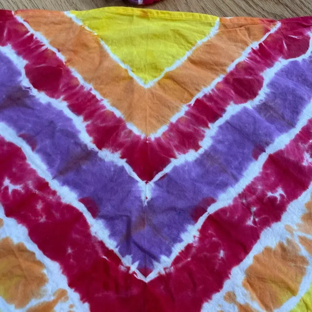 tie dye bandana and hair scrunchie combo rainbow chevron